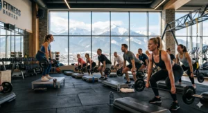 Тренировка по Body Pump в Банско с изглед към Пирин планина.