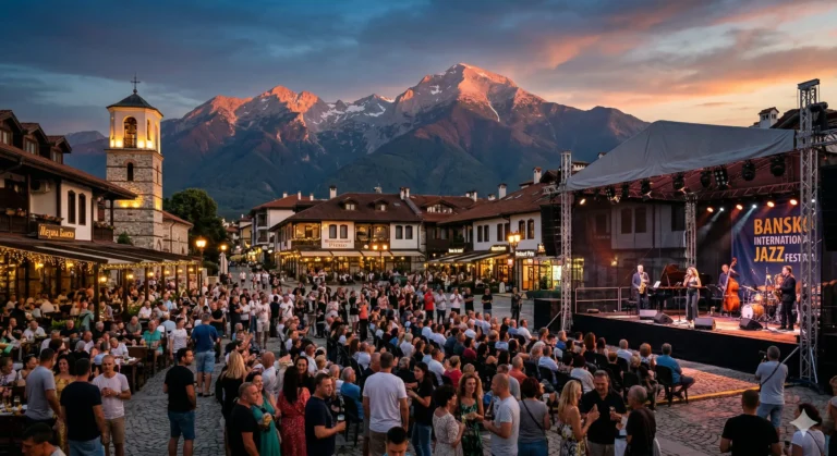 Културни събития в Банско на централния площад пред Пирин планина