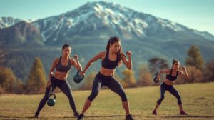 HIIT and Infinity Cross outdoor workout in Bansko with a view of Pirin Mountain