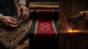 Traditional crafts in Bansko - woodcarving, weaving and blacksmithing