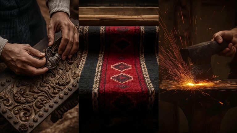 Traditional crafts in Bansko - woodcarving, weaving and blacksmithing