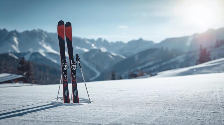 Скиор с правилно подбрана дължина на ските по пистите на Банско в Пирин