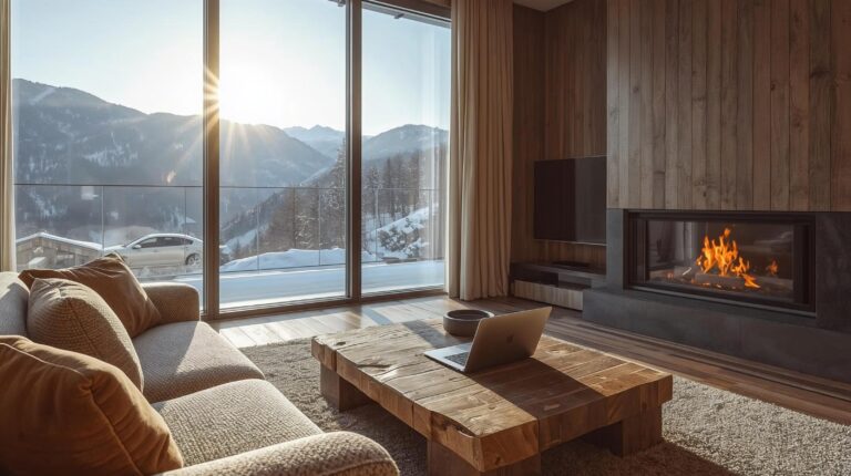 A modern apartment with views of the Pirin Mountains, representing the ideal home in Bansko for rent or purchase.