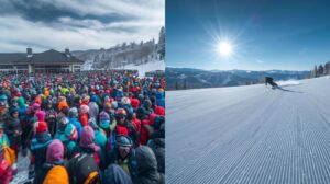Comparison of ski slope traffic in Bansko on weekends versus weekdays