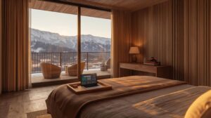 Interior of a luxury eco-hotel in Bansko with a view of Pirin 2026