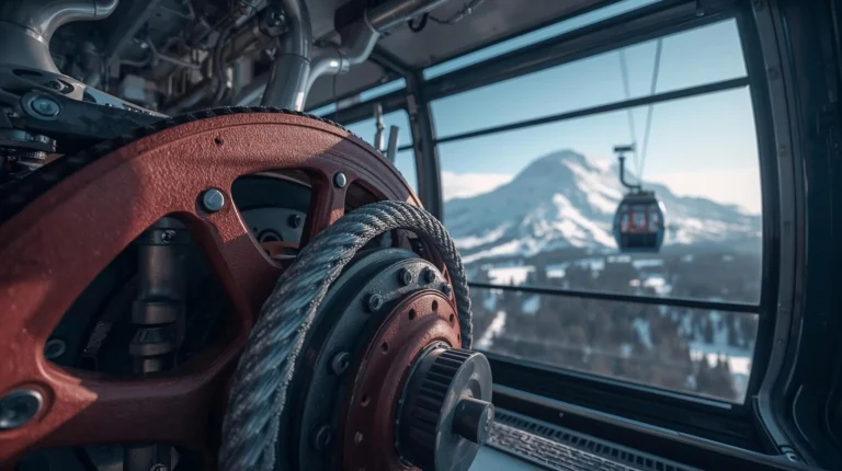 The massive electric motor and drive wheel of the Bansko gondola lift