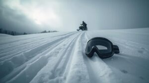 A snow-covered ski slope in Bansko after a serious snowmobile accident.