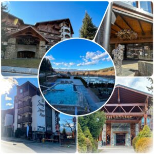 A collage of luxury hotels and spa pools in Bansko – Kempinski, Sport Hotel, etc.
