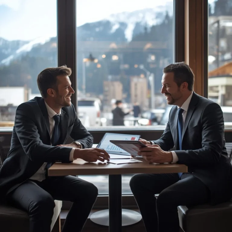 Чужденец и счетоводител обсъждат данъчни декларации за НАП в Банско