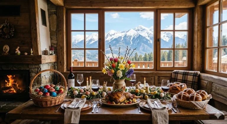 Традиционна трапеза за Католически Великден в Банско с гледка към Пирин