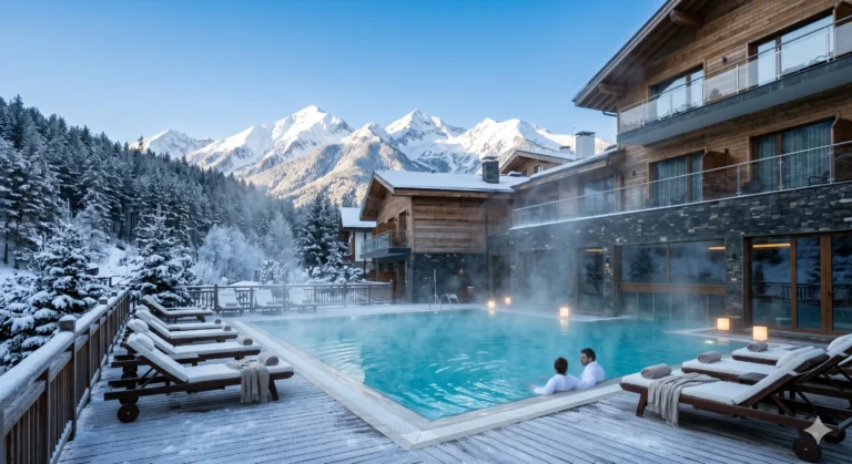Роскошные SPA-отели в Разлоге с минеральной водой и видом на заснеженную гору Пирин.