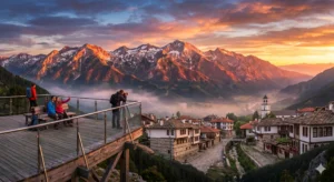 Самые красивые места для фотосессий в Банско и панорама горы Пирин.