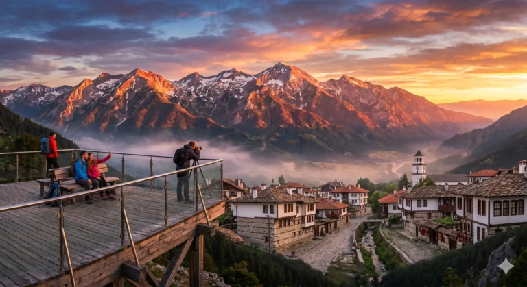 Самые красивые места для фотосессий в Банско и панорама горы Пирин.